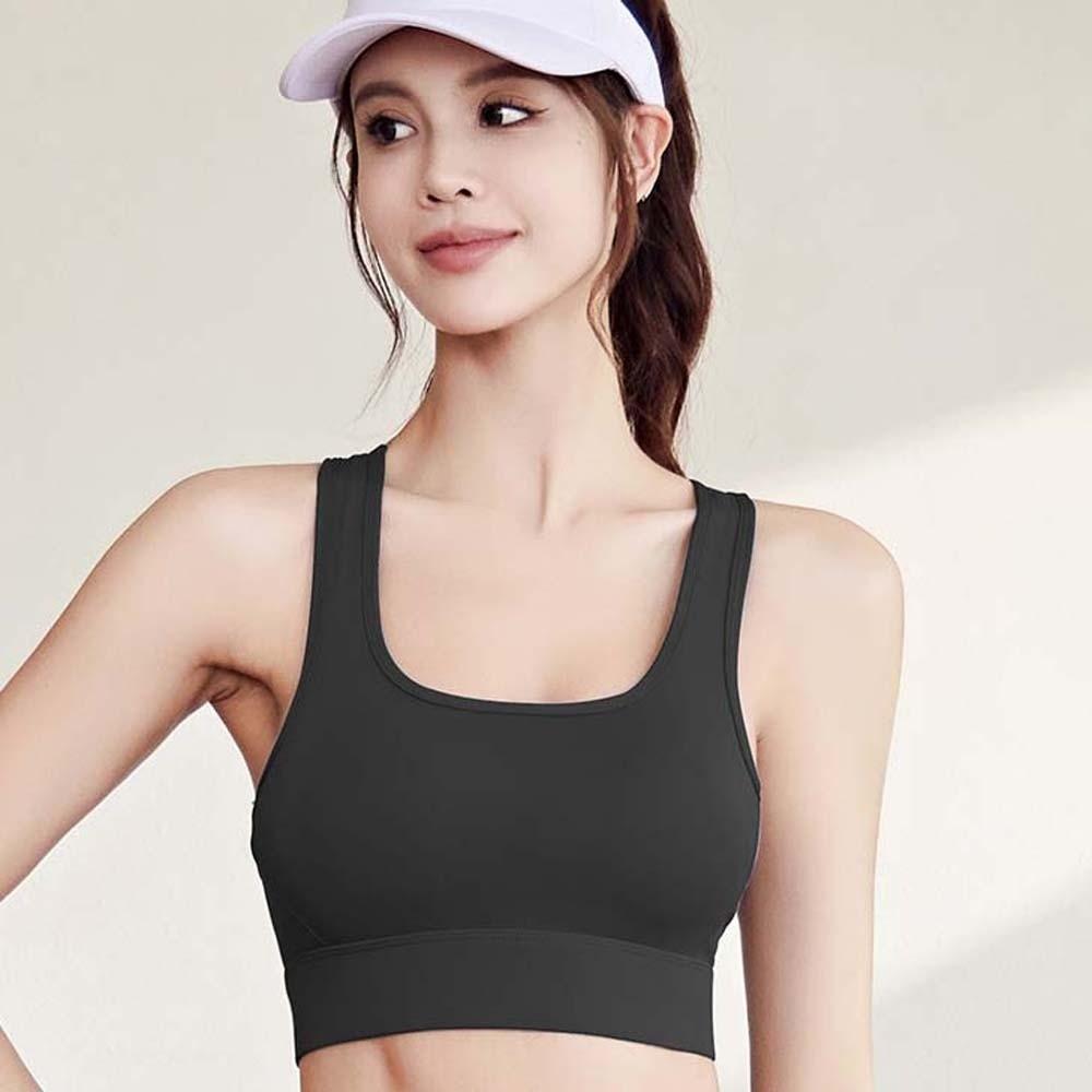Solid Color I-shaped Sports Bra Anti-shake Design Yoga Underwear Running
