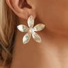 Cross-Border Retro Metal Flower Earrings, Fashion And High-End Sense, Niche Imitation Pearl Design Temperament
