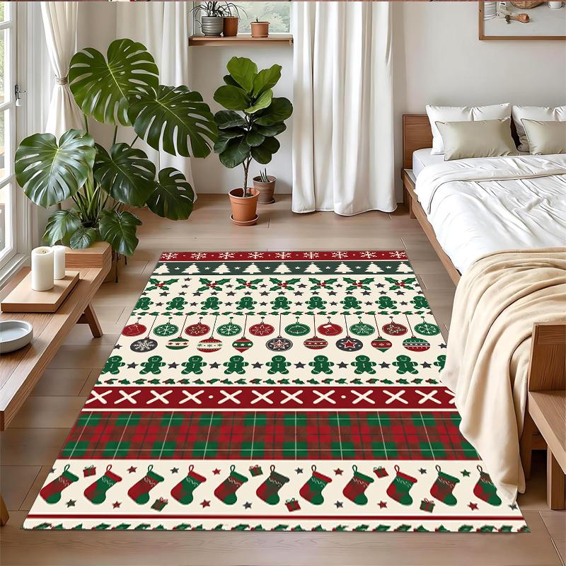 Christmas Printed Square Area Rug Soft Non Slip Floor Carpet For Bedroom Holiday Gift