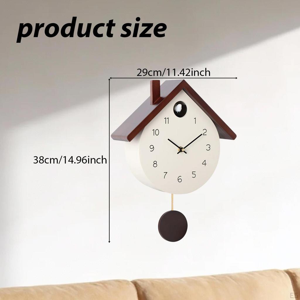 Chiming Cuckoo Clock with Pendulum Coo Decorative Wood Wall Watch for Family Friends