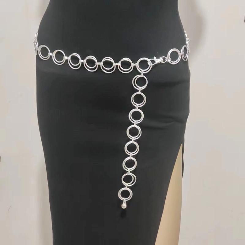 

Европейский и американский панк-металлический пояс с кольцом - универсальная эффектная цепочка на талию