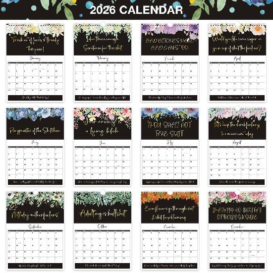 Fu-ck It 2026 Calendar for Tired-Ass Women, 2026 Fu-ck It Wall Calendar for Tired Women, Humor Hanging Month Calendar,Hanging Calendar for Home