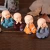 4Pcs Little Monk Resin Statues Adorable Mini Craft Ornaments for Car Dashboard Office Desk Home Living Room Decor