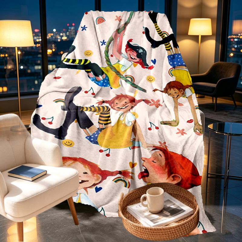Pippi Longstocking Print Blanket - Soft & Comfortable, for Bedroom, Travel, Sofa, Home Decoration - Birthday Christmas Gift for Friend