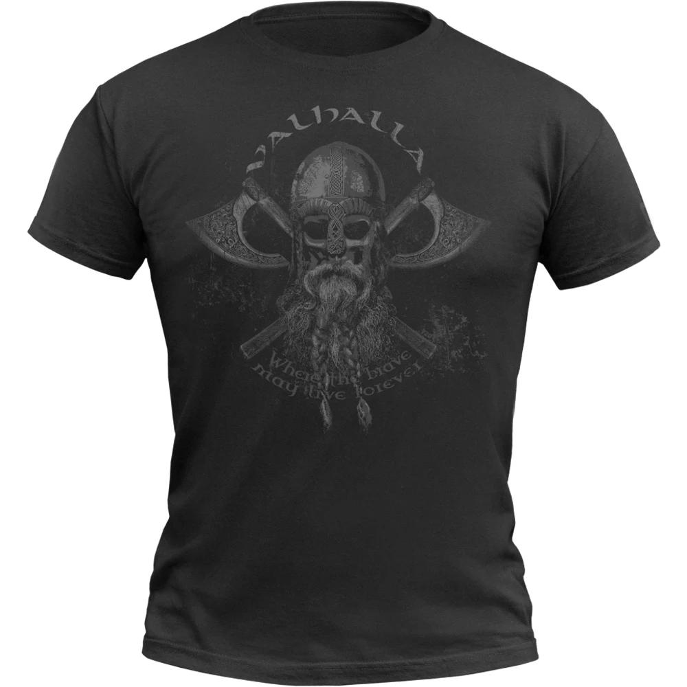 Valhalla  Where The Brave May Live Forever  Warrior TShirt 100 Cotton ONeck Summer Short Sleeve Casual Mens Tshirt