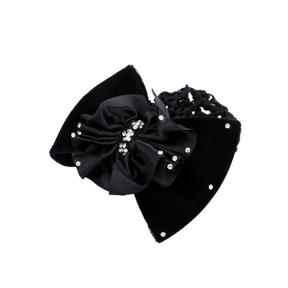 

Fashion Satin Bow Lady Hair Accessories Bowknot Hair Clip Cover Net Bun Snood чёрный