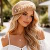 French Floral Painter hat Korean Women Knit Fabric Cap Chic Hollow Out Beret  Summer