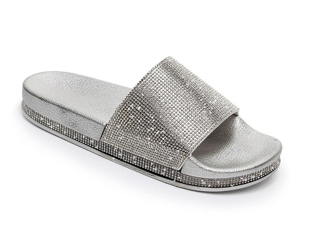 fashion Women Shoes Outdoor Beach Slippers 2024 Summer Crystal Flats Ladies Casual Flip Flops Rhinestone Glitter Platform Slippers