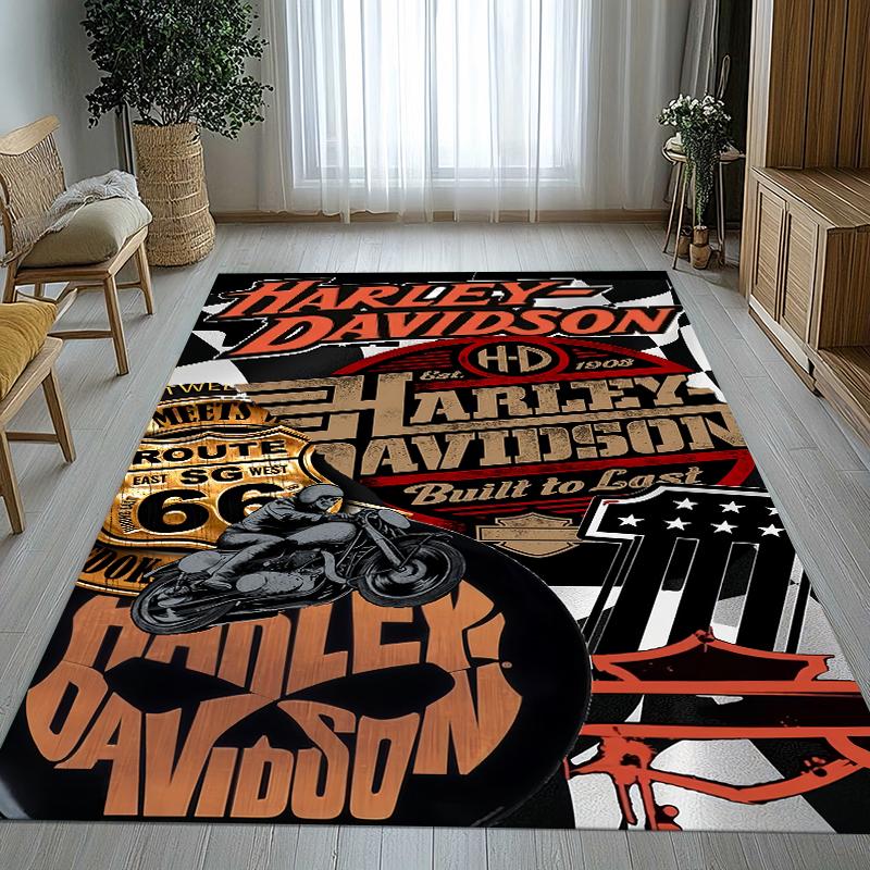 Retro H-Harleys Racing Moto Living Room Non-Slip Area Rug Soft Carpet for Bedroom Kids Playroom Sofa,Home Decor Doormat Gift