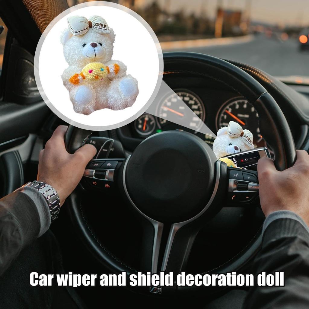 Car Plush Decoration, Wiper Shift Handle Decoration Doll | Creative Car Plush Bear Doll