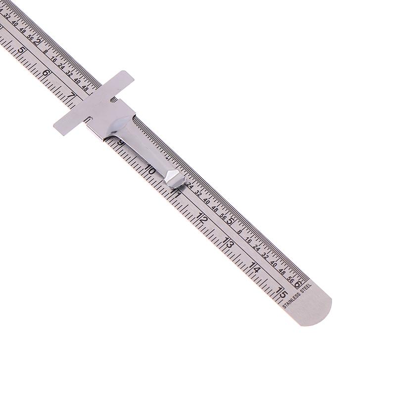 1/2 Pezzi Righello di Precisione in Acciaio Inossidabile da 6 Pollici Righello Tascabile Scorrevole Con Graduazioni in Pollici 1/32" Mm/Metrico Alta Precisione