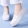 New Women's Summer Non-slip Genuine Leather Nurse Shoes - Thick Soft Sole, Comfortable & Breathable for Medical Work