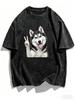 Vintage Raccoon Graphic Tshirt Washed Cotton Acid Wash Streetwear Tee Retro Animal Print Top Oversized Casual Unisex Apparel