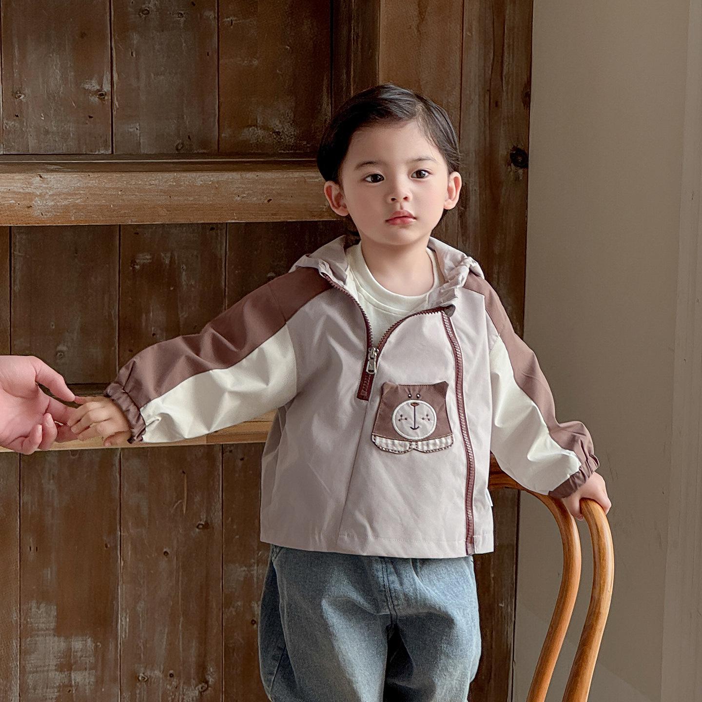 Korean Style Cartoon Windbreaker for Infant Boys - Spring 2026 New Arrival 73 CM