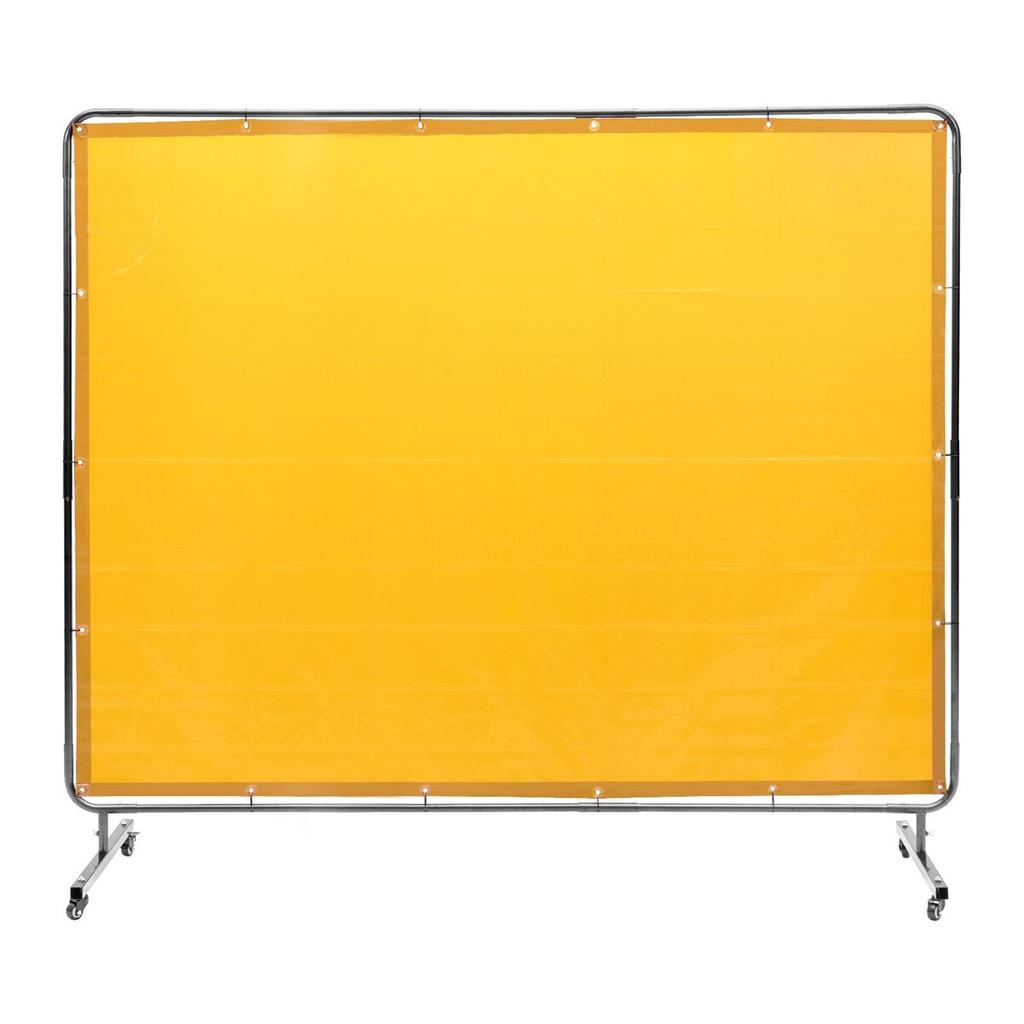 Welding Screen with Frame, 6' x 8' Welding Curtain Screen, Flame-Resistant Vinyl Welding Protection Screen on 4 Swivel Wheel (2 Lockable), Moveable &
