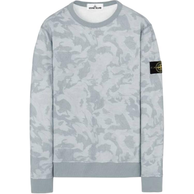 Stone Island Camouflage Print Logo Patch Ronde Hals Lange Mouwen Sweatshirt Heren sweatshirt Hemelsblauw 7215605E4-V0041 L
