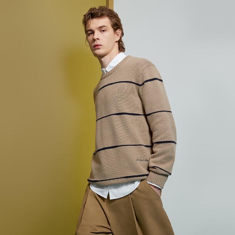 JACK&JONES Men's Striped Color-Block Knit Sweater