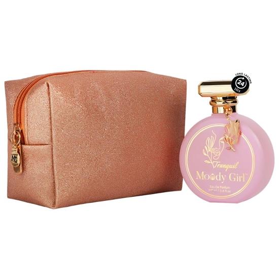 

Moody Girl Luxury Perfume for Women I Tranquil Perfume, 100 ml with Chic Glitter Pouch Combo