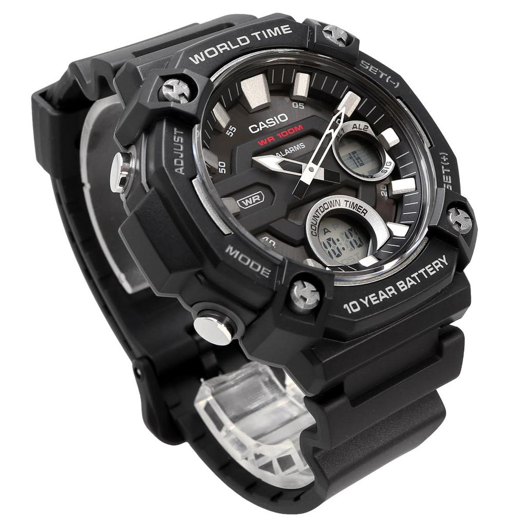 CASIO World Time Telememo Quartz Watch Black Overseas Model [Casio] Analog-Digital AEQ-120W-1AV Men's [Used]