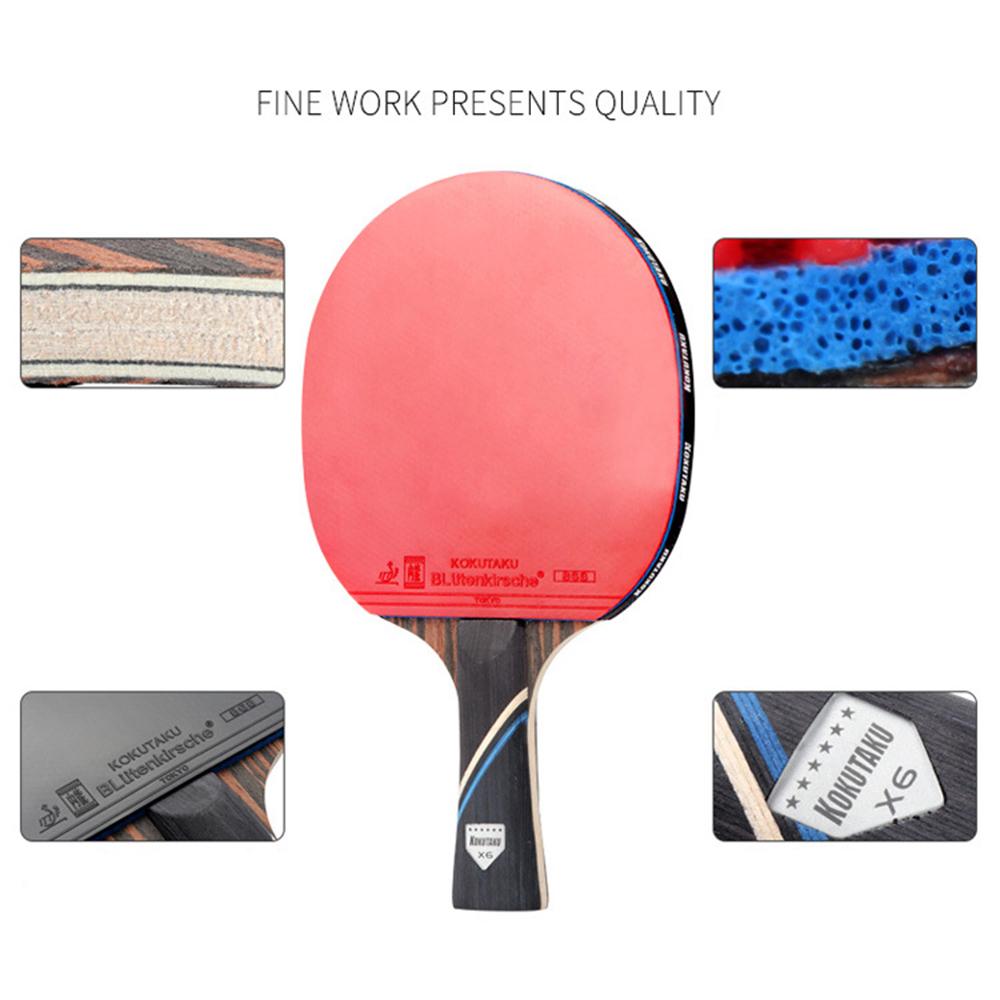 

KOKUTAKU 2PCS/Set 6-Star Table Tennis Racket Beginner Ping Pong Paddle with Carry Case Handshake Grip