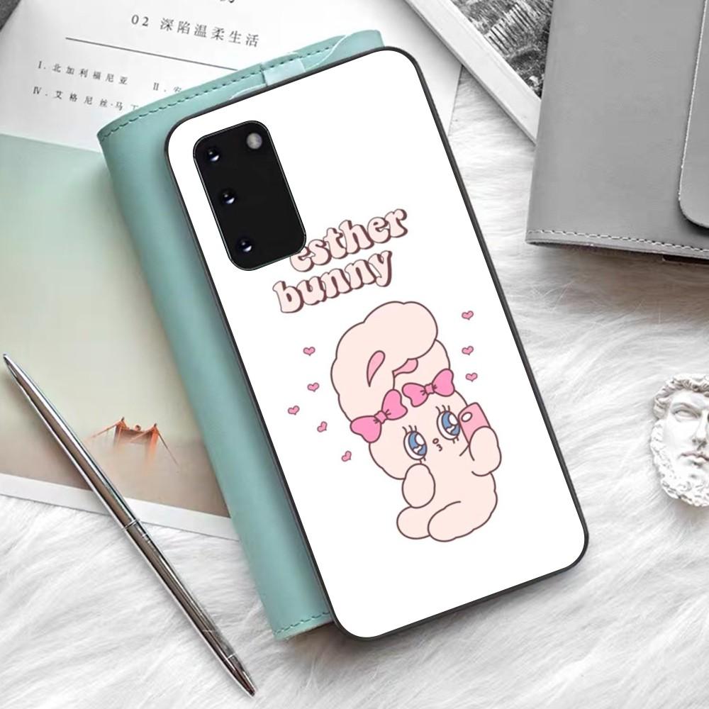 Esther Cute Bunny Phone Case Silicone PC+TPU For Samsung S10 20 30 22 23 24 Plus Lite Ultra Cover