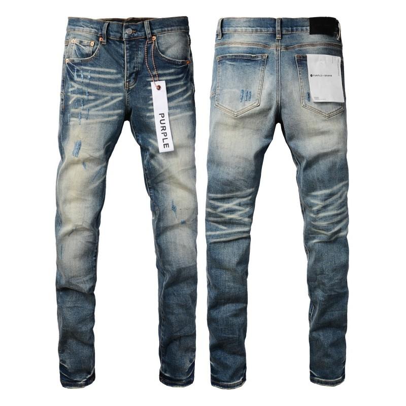 Mens Slim Fit Jeans Punk Style Distressed Printed Denim Pants Teens Casual Wear