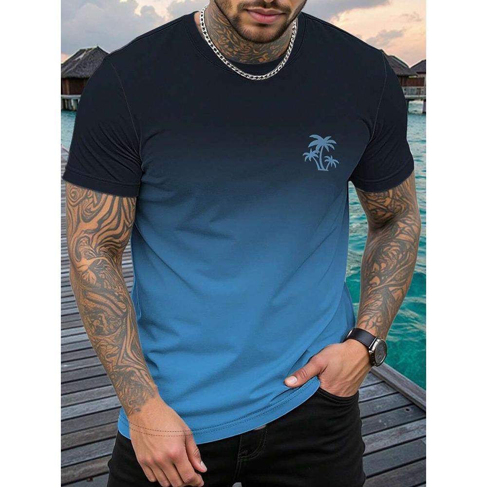 3D Bull Head Print Summer Casual Men's T-shirt Urban Street Fashion Men's Short-sleeved Shirt Outdoor Sports and Fitness Men's S