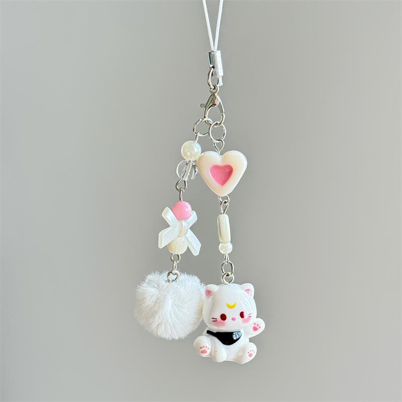 

Милый Сладкий Кот Меховой Шарик Бусины Мобильный Телефон Цепочка Шнурок Любовь Бант Котенок Шарм Брелок Подвеска Девочковый Аксессуар для Сумки Подвесное Украшение Подарки