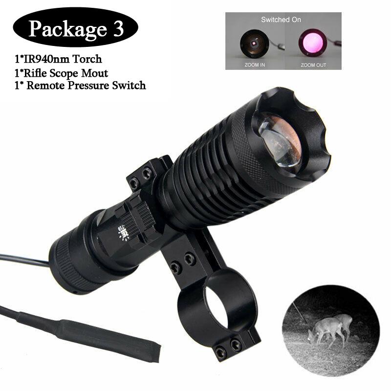 VASTFIRE Zoomable 10w LED Infrared 940nm IR LED Night Vision Infrared Radiation Focus Flashlight Tactical Hunting Torch