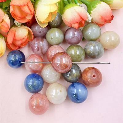 Gold Powder Beaded Materials Glazed 16mm DIY Jewelry Accessories Loose Beads For Bracelet Earring Making Acrylic 20pcs Round Jewelry  Accessories