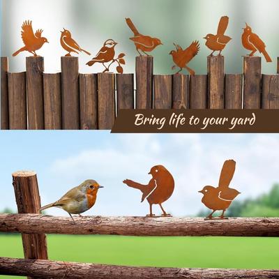 Rustic Style Metal Birds Statue Ornament Metal Bird Ornament New Iron Art Birds Outdoor Garden