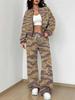 Splicing Autumn And Winter New European And American Women'S Clothing Army Green Camouflage Printing Suit Women
