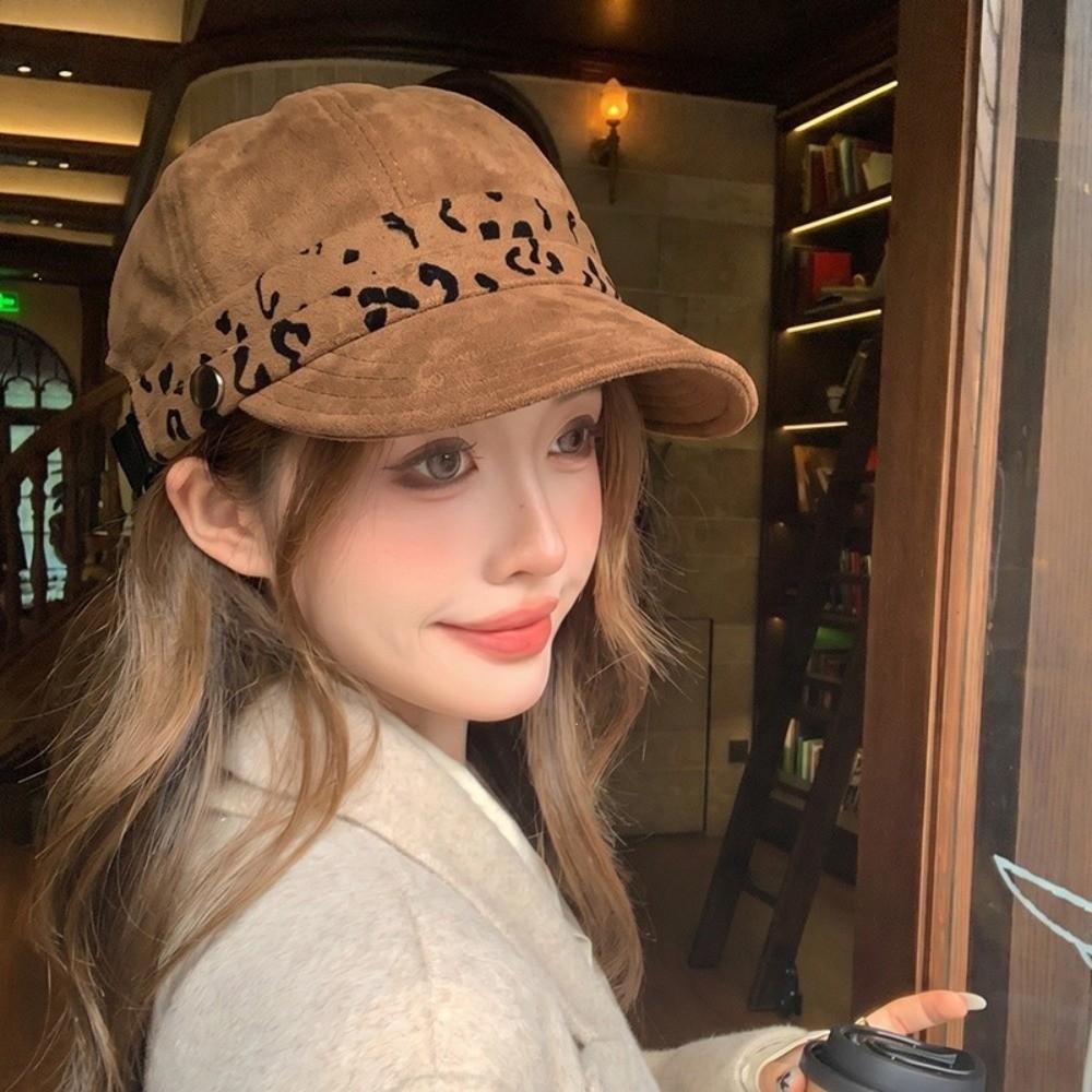 Vintage Sun Hat Suede Cap 56cm To 58cm Head Size Curved Brim Hat Leopard Baseball Cap  Daily Wear