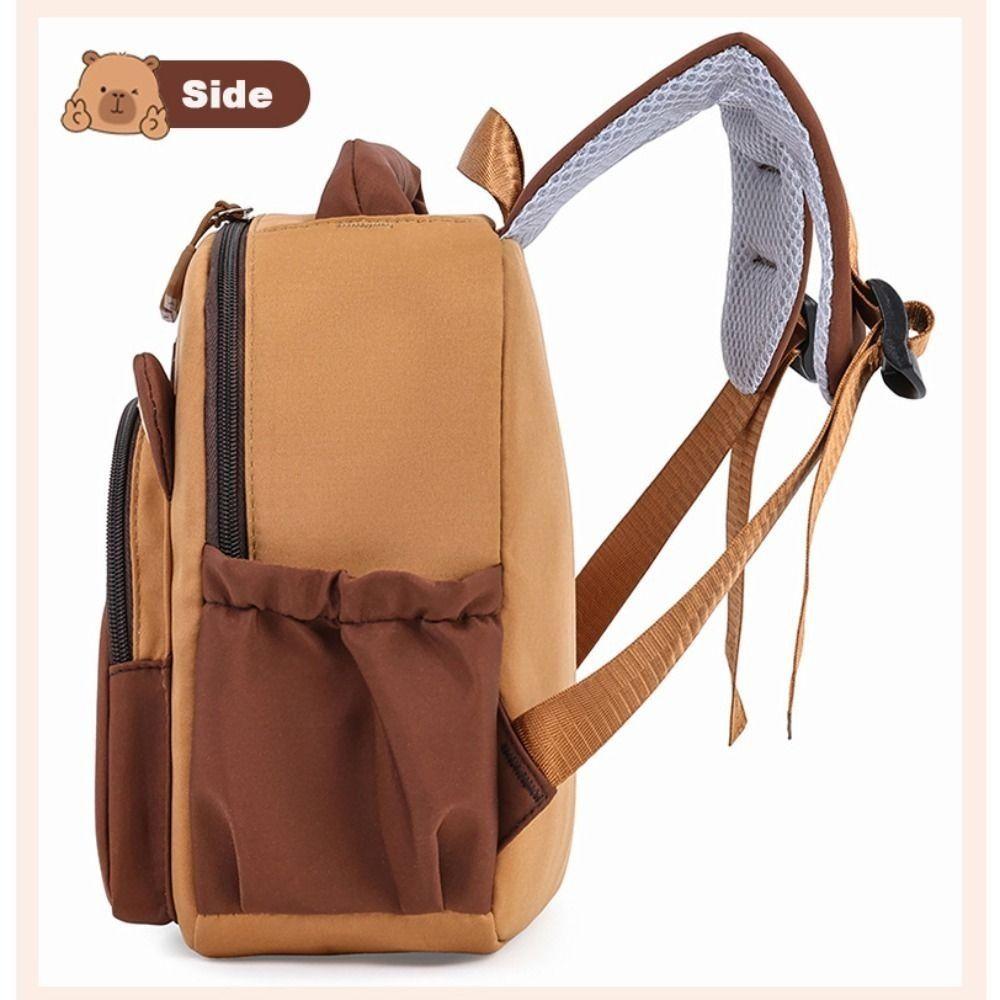 Kawaii Cartoon Capybara Backpack Large Capacity Nylon Capybara School Bag Lightweight Multi-layer Kindergarten Backpack
