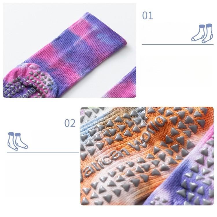 Autumn and Winter Tie Dye Yoga Five Finger Socks for Women New Style Anti Slip and Sweat Absorbing Mid Tube Pilates Socks Personalized and Versatile