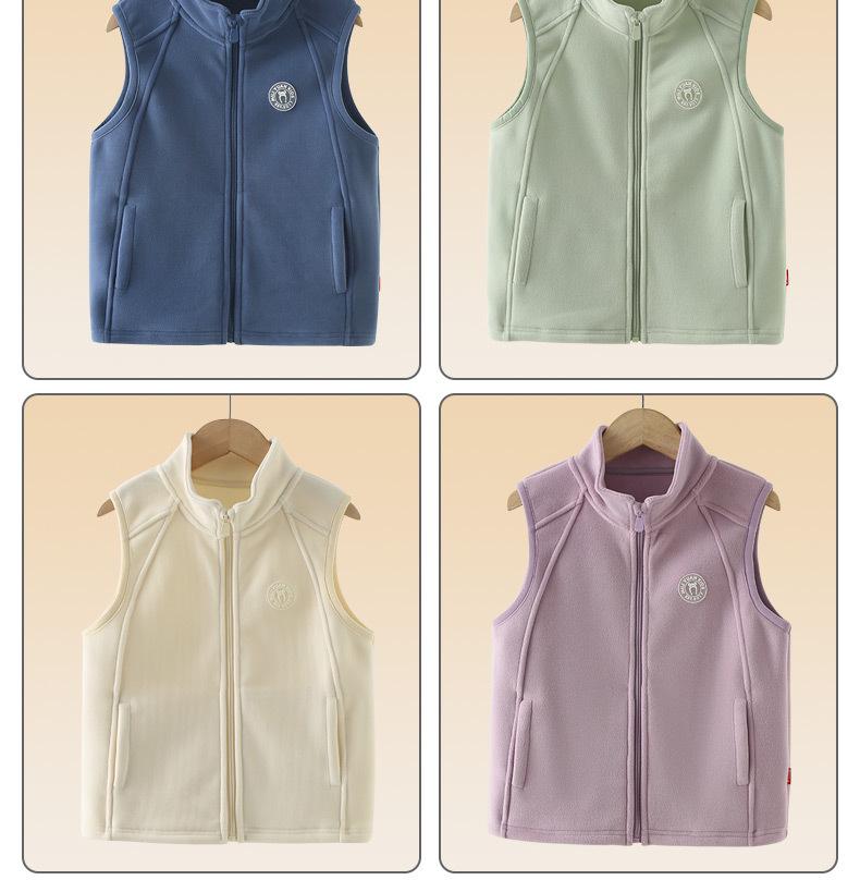 Barnfleeceväst 2025: Förtjockad ärmlös jacka med dragkedja för pojkar och flickor för höst/vinter