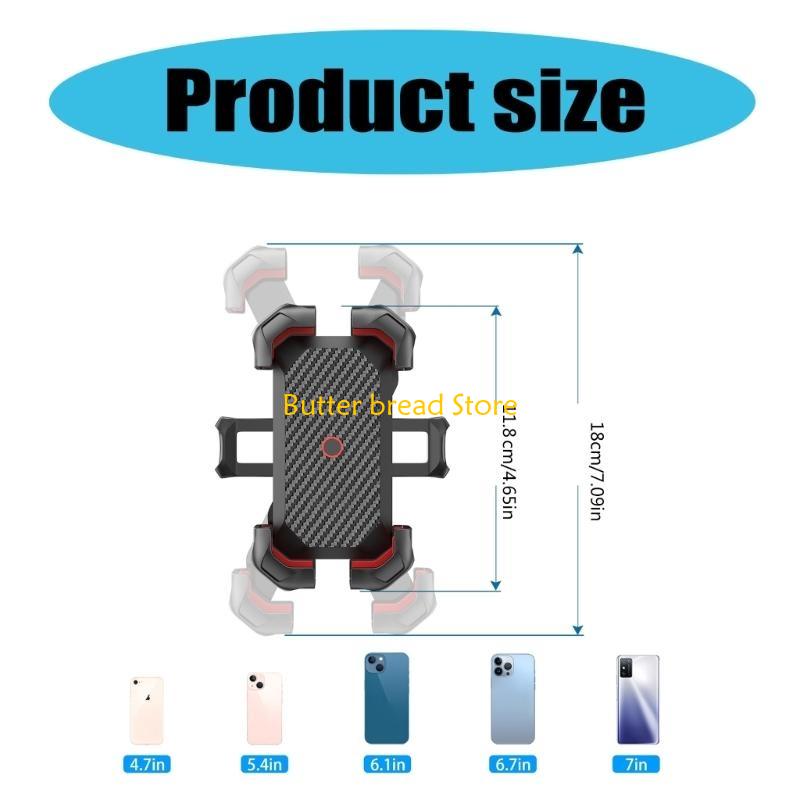 W89C Adjustable Motorcycle Phone Cradles With Secure Clamp 360 Degree Viewing, Press Locking Systems for 4.7-7inch Phones