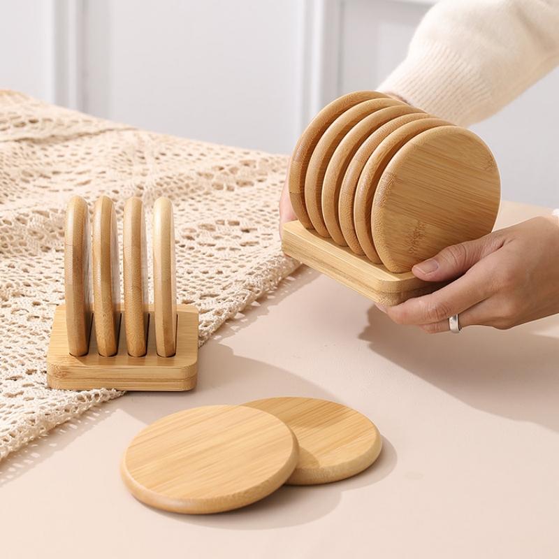 Bamboo Round Coaster Anti-scald Insulated Teacup Mat Rest Place Holder Coffee Coasters Simple Tea Ceremony Accessories