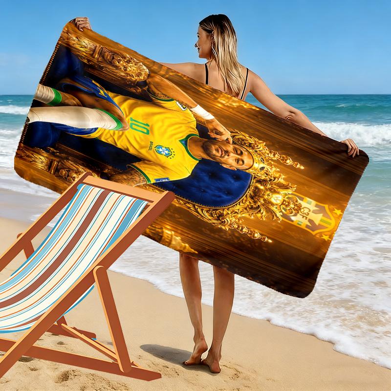 Asciugamano da Spiaggia con Stampa di Neymar, Asciugamano Grande Morbido ad Asciugatura Rapida per Spiaggia Campeggio Nuoto