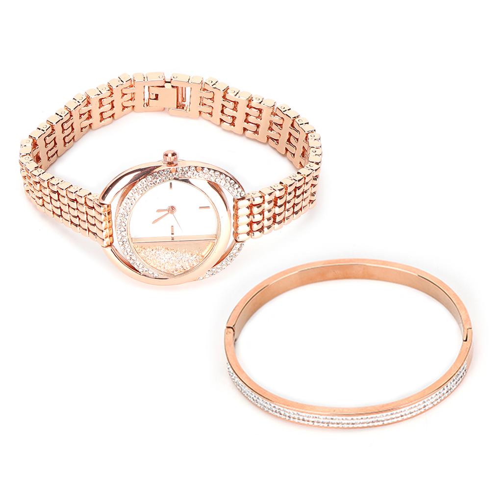 Women Jewelry Set Quartz Movement Watch Titanium Steel Bracelet Jewelry Set Anniversary GiftRose Gold
