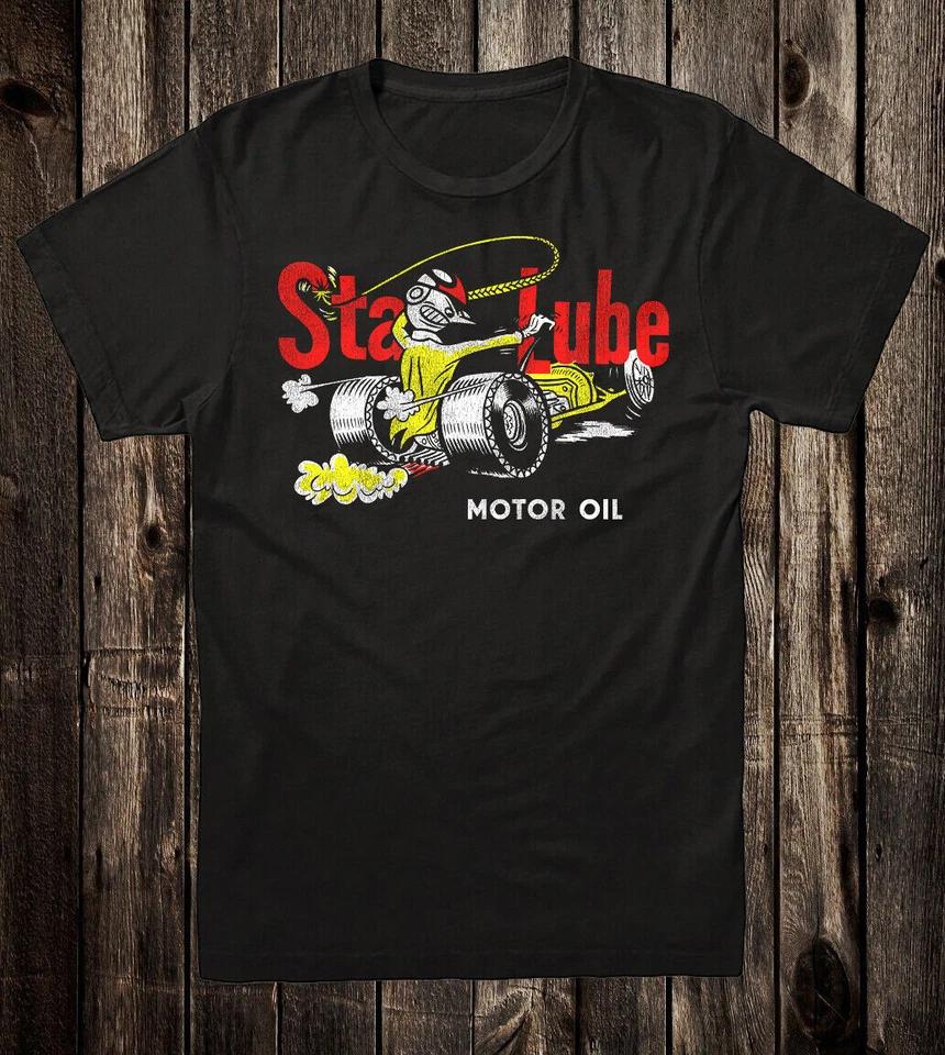 Футболка Hot Rod Гонки на драг-рейсинге Гонки Ностальгия Sta Lube Моторное масло Speed Shop L