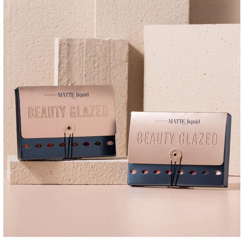 BEAUTY GLAZED - Set mit 8: Matte flüssige Lippenstift + Lippenöl + Lippenbalsam