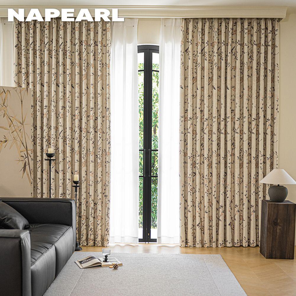 1PC NAPEARL Rural Style Retro Thick Curtains High-precision Printed Blackout Curtains for Bedroom Living Room Window for Home Decor
