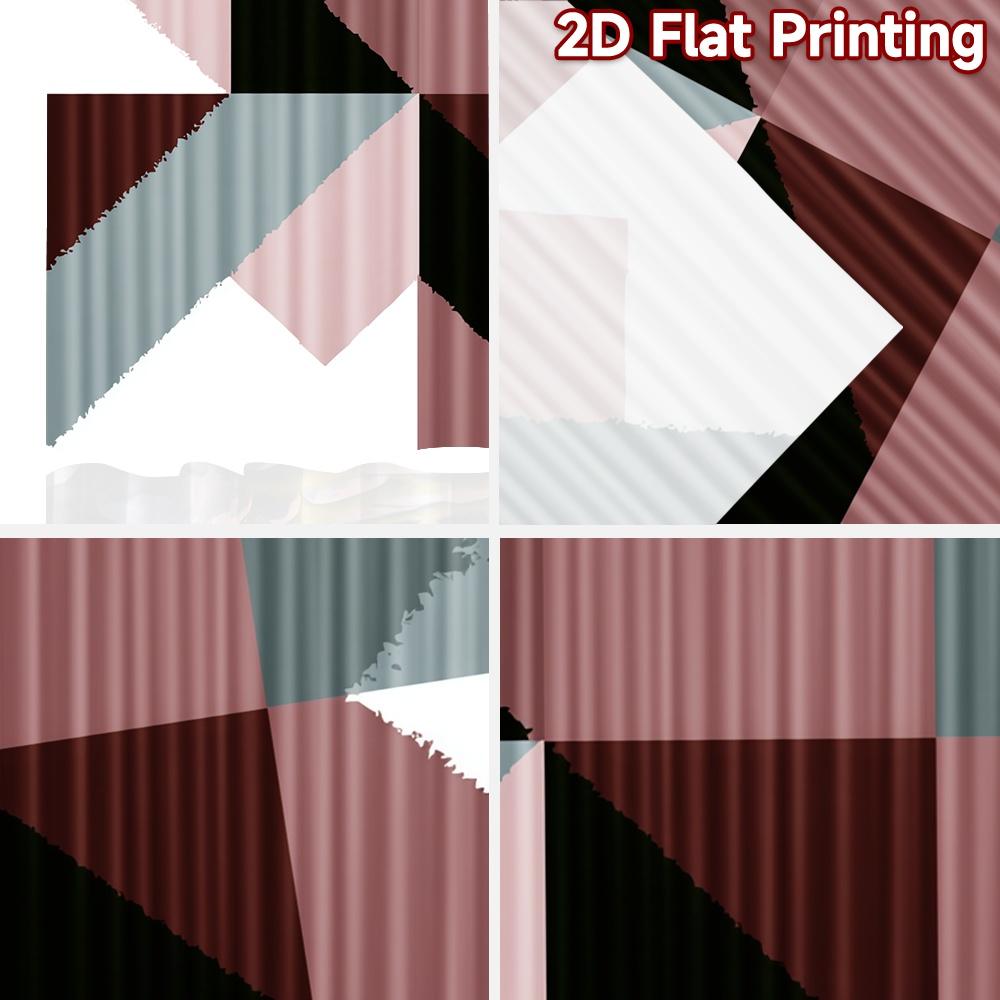 Set Of 2 Flat Printing Curtains Without Rod Geometric Triangles Soft Colors April Fools Is Day Festival Popular Curtain Polyester