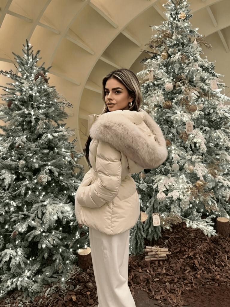 Women's Hooded Warm Cropped Long-Sleeve Jacket For Winter
