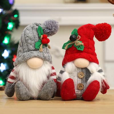 Christmas Figurine, High-end Knitted Pointed Hat Sitting Posture, Dwarf Plush Ornament, Decorative Items