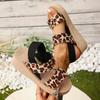 Fashion Women's Minimalist Wedge Sandals Open Toes Thick Platform Casual Sandals Ankle Strap Solid Leopard Print Women's Shoes