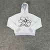 Unisex Hooded Oversized Cotton Sweatshirt With Floral Embroidery Long Sleeve Open Front Pullover Casual Sportwear