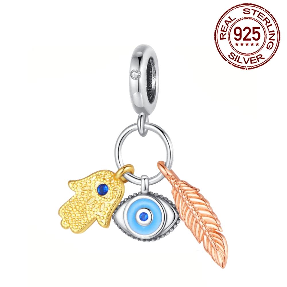 Ahthen Real Copper Beads Demon'S EyeHand Of God Charm Fit Snake Chain Bracelets Necklaces Women's Style Jewelry Crafting