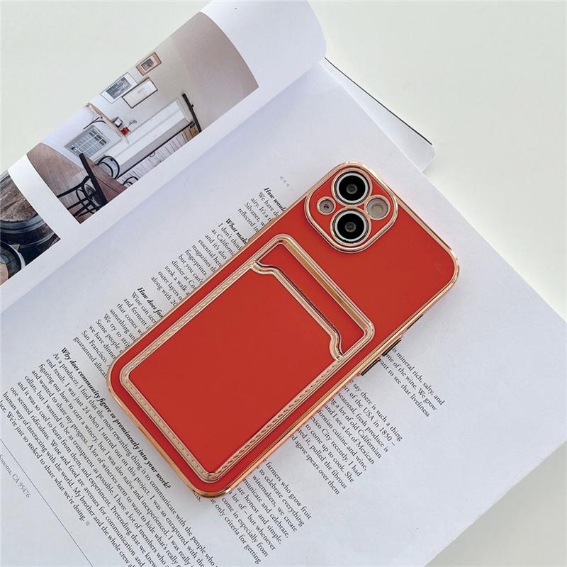 Luxus Goldbeschichtung Kartenfach Handyhülle für iPhone 13 12 11 Pro Max XR XS Max X 7 8 Plus Brieftasche Weiche Silikon Stoßfeste Hülle